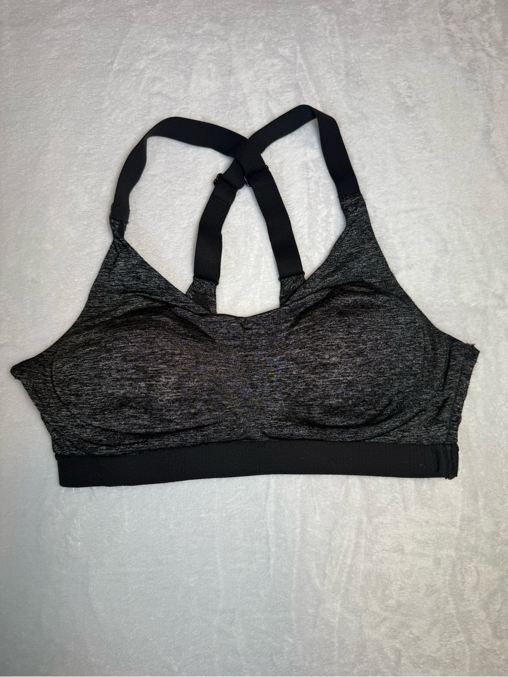 Heathered Black Crossback Light Support Sports Bra